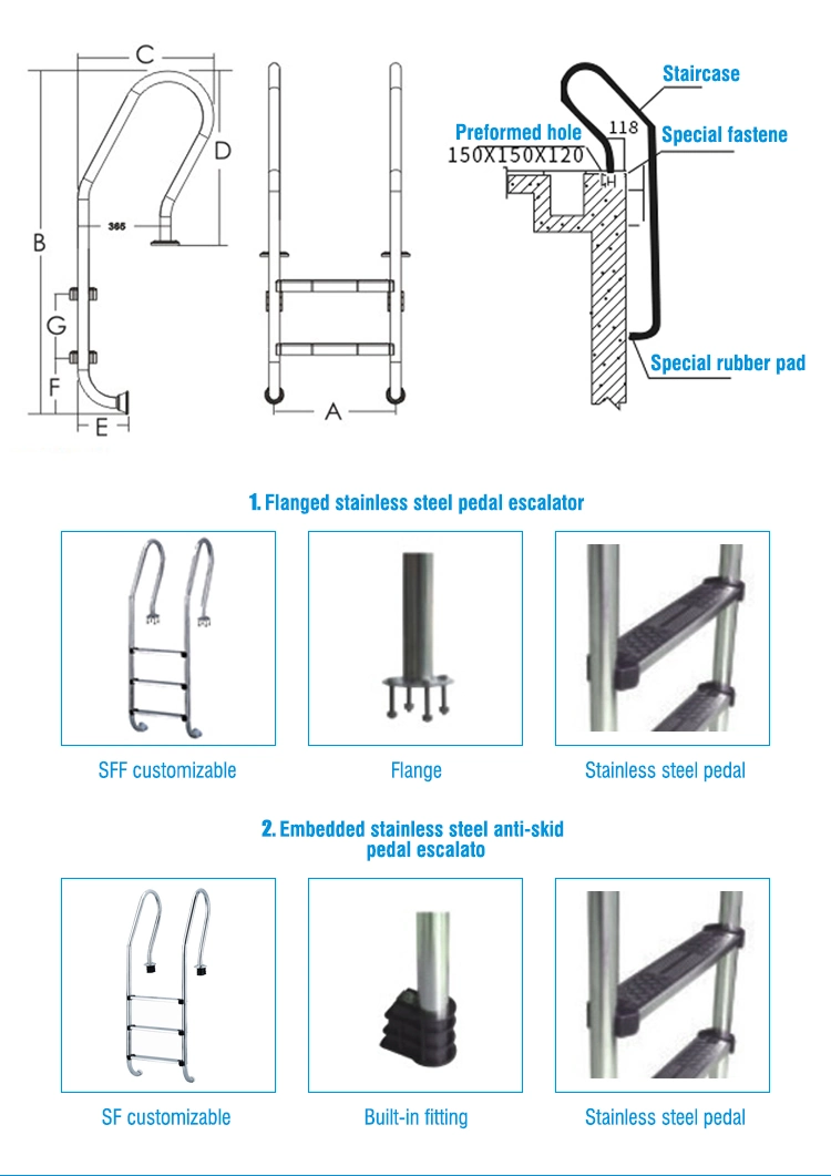 High Quality Swimming Pool Equipment Stainless Steel Ladder